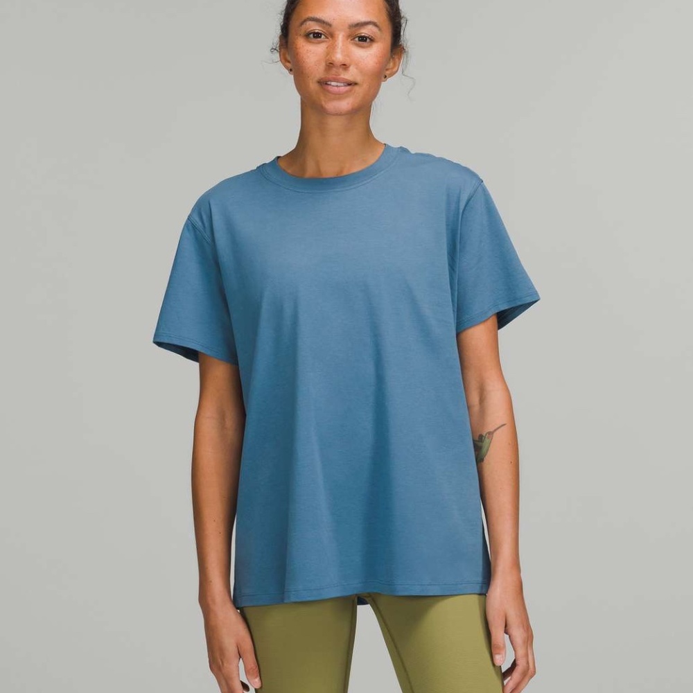 Lululemon Soft Denim Blue All Yours Tee Pima Cotton Oversized T-Shirt Size 6